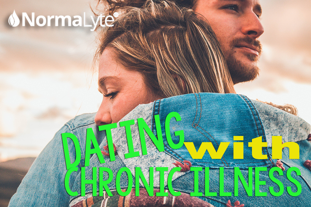 Dating With Chronic Illness - Man holding woman, her back to us, he looks off in the distance | NormaLyte ORS oral rehydration salt electrolyte powder
