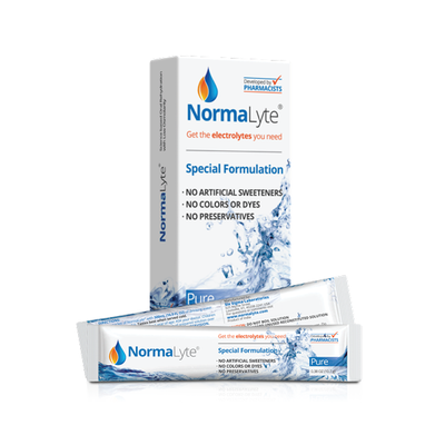 NormaLyte PURE Flavorless Oral Rehydration Salts box and sticks