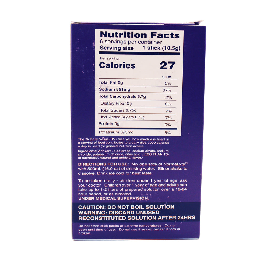 Nutrition facts label on a blue box with white text