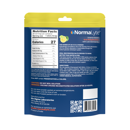 NormaLyte Lemon Lime Hydration Bag - 30 Sticks