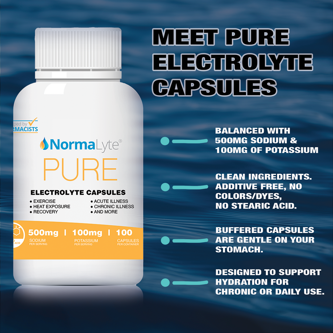 NormaLyte PURE Electrolyte Salt Capsules - 3 Bottles - 300 Total Capsules