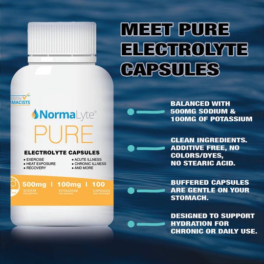 NormaLyte PURE Electrolyte Salt Capsules - 3 Bottles - 300 Total Capsules