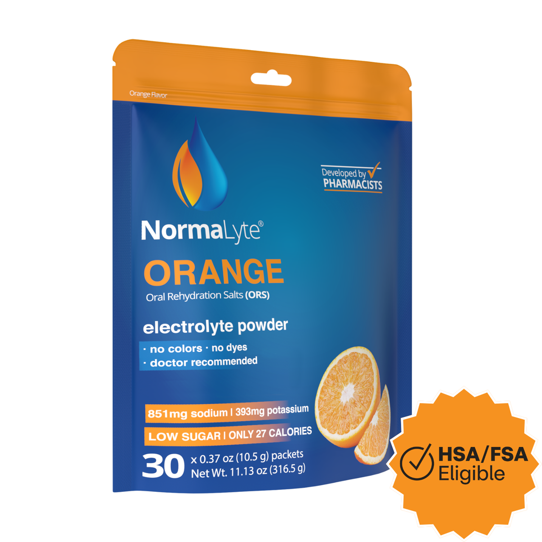 NormaLyte Orange Hydration Bag - 30 Sticks - FSA/HSA Eligible Item