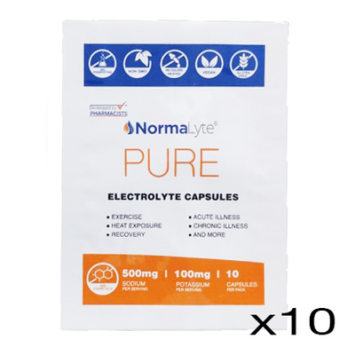 NormaLyte PURE Electrolyte Salt Capsules - Individual Packets of 10 (10ct, 30ct, 60ct)