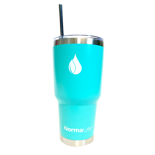 NormaLyte 30oz Tumbler - Stainless Steel and Vacuum Insulated w/ Two Metal Straws Included