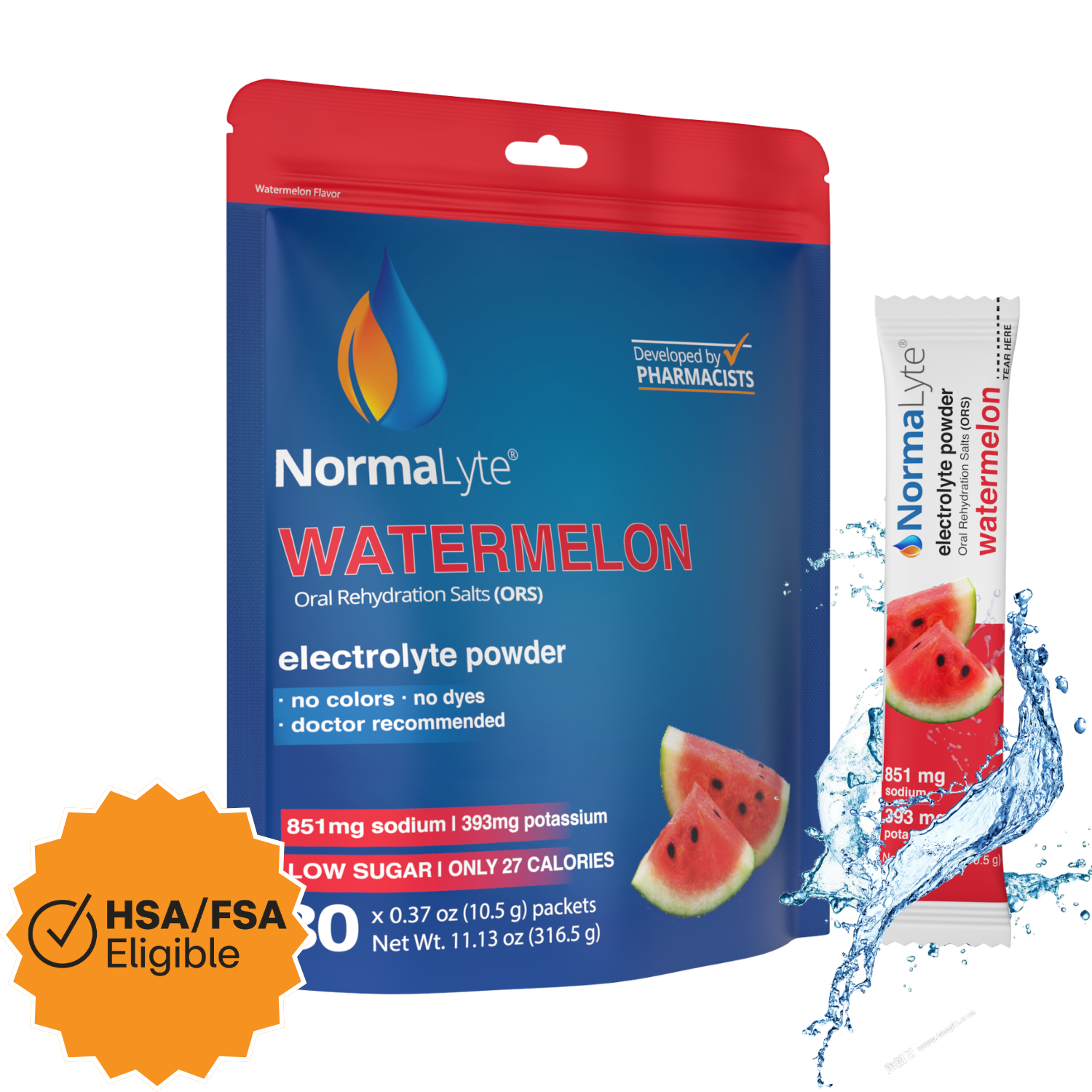 NormaLyte Watermelon Hydration Bag - 30 Sticks