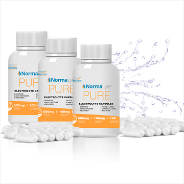 NormaLyte PURE Electrolyte Salt Capsules - 3 Bottles - 300 Total Capsules
