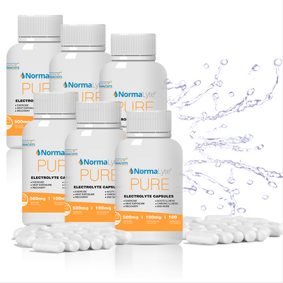 NormaLyte PURE Electrolyte Salt Capsules - 6 Bottles - 600 Total Capsules