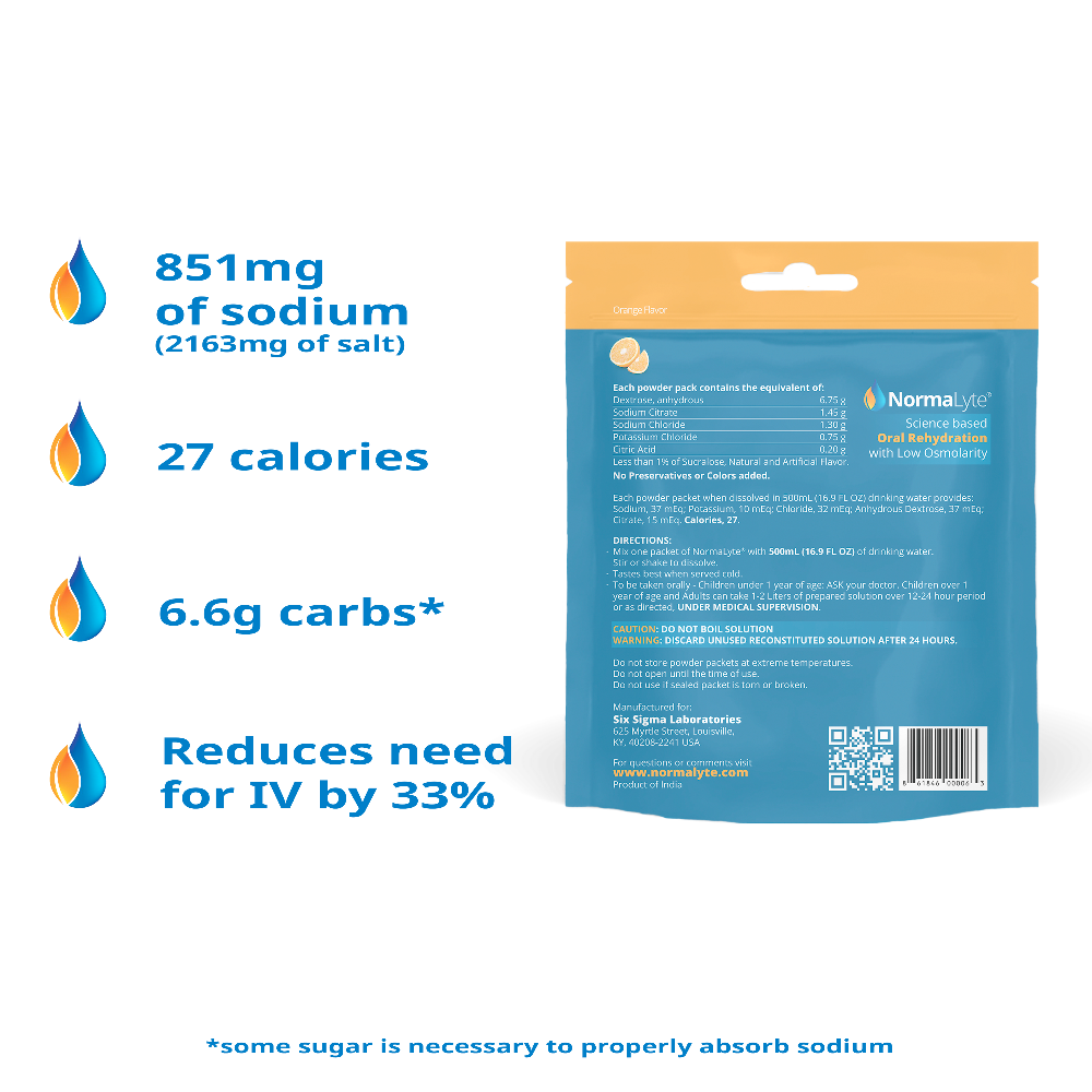 NormaLyte Orange (Oral Rehydration Salts) - Electrolytes, NormaLyte Pack, best drinks for pots patients, supplements for pots syndrome, electrolyte supplement drink mix for pots, normalyte, normalyte drink mix, orange normalyte, supplements for dysautonomia, electrolyte supplement drink mix for dysautonomia