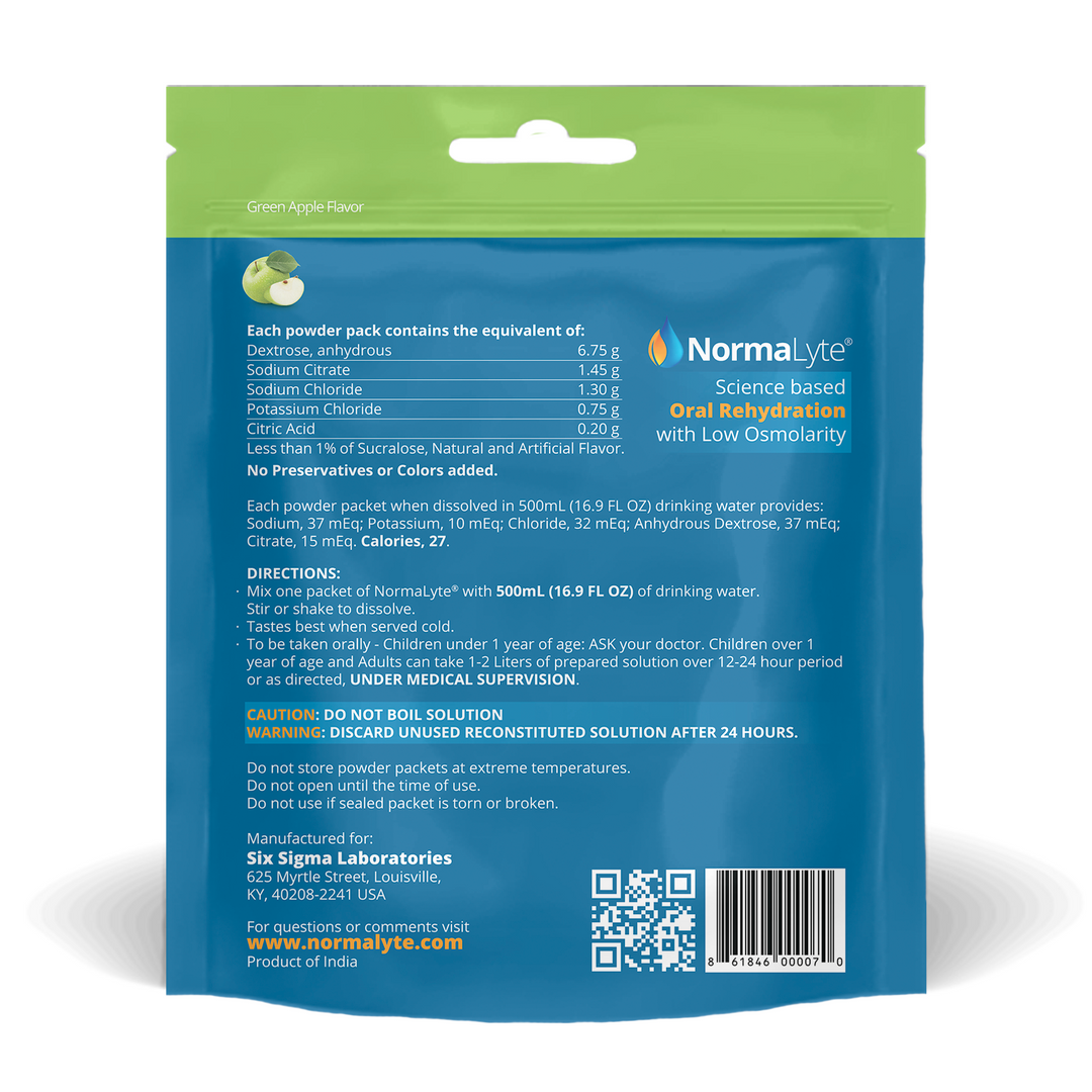 NormaLyte Green Apple (Oral Rehydration Salts) - Electrolytes, NormaLyte Pack, best drinks for pots patients, supplements for pots syndrome, electrolyte supplement drink mix for pots, normalyte, normalyte drink mix, green apple normalyte, supplements for dysautonomia, electrolyte supplement drink mix for dysautonomia