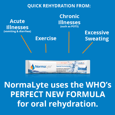 NormaLyte PURE (Oral Rehydration Salts) - Electrolytes, NormaLyte Pack, best drinks for pots patients, supplements for pots syndrome, electrolyte supplement drink mix for pots, normalyte, normalyte drink mix, pure normalyte, supplements for dysautonomia, electrolyte supplement drink mix for dysautonomia